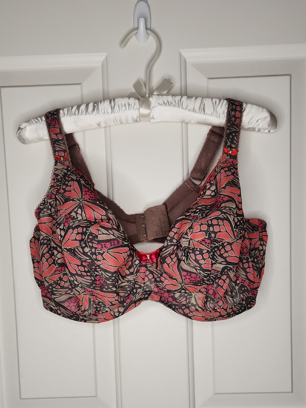 Elomi Portia 4150 Underwired Non Padded Plunge Bra - Brown Monarch Print - 38I